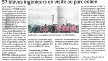 Article presse : EDF parc éolien à Villeveyrac